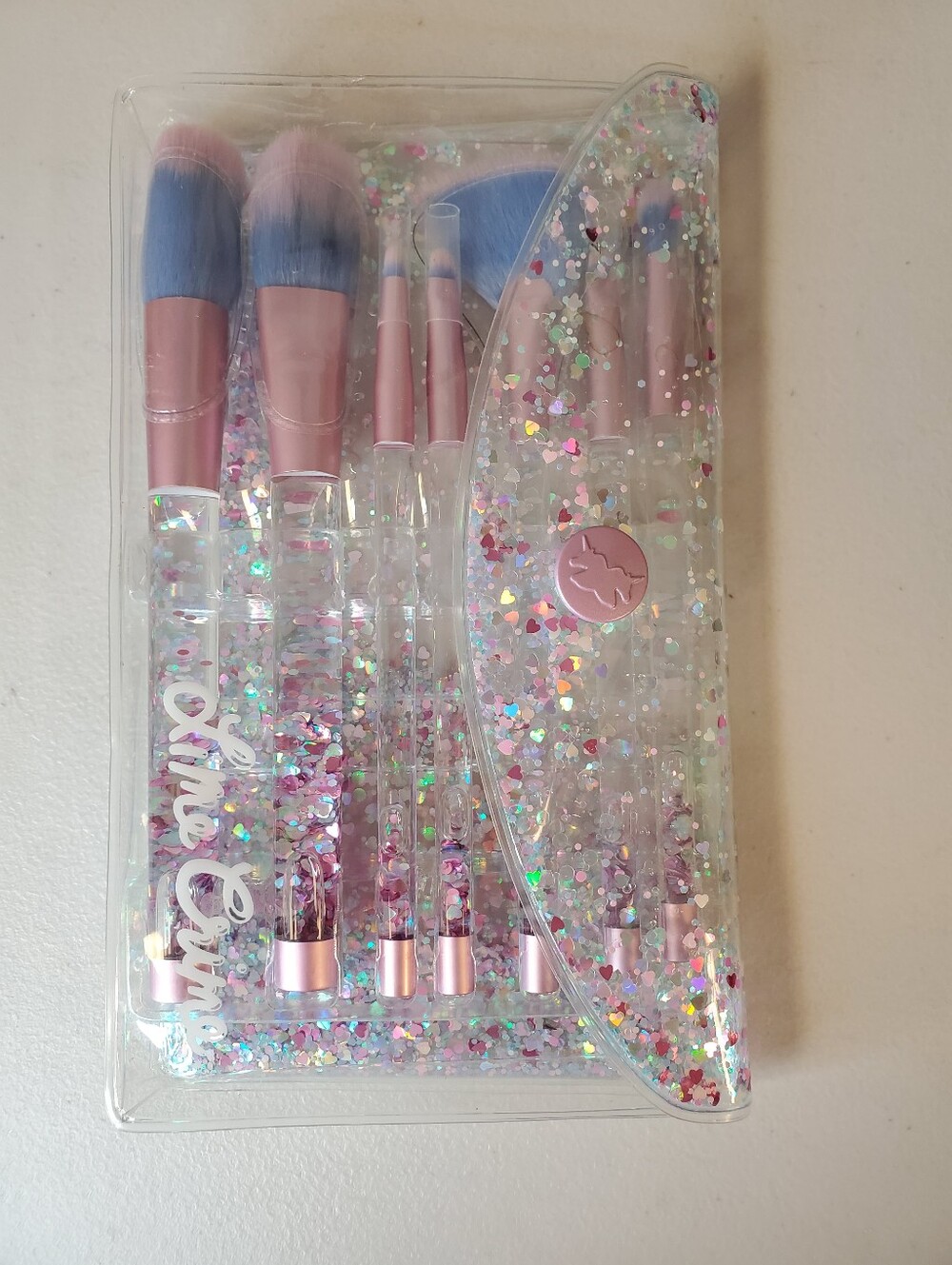Lime Crime 7-Piece Rose Gold Handles with Blue Ombre Bristles Makeup Brush Set